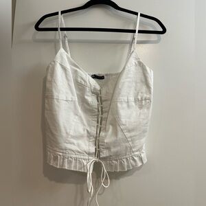 Zara White Lace-Up Camisole Top